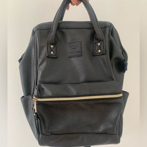 ANELLO faux leather black backpack
